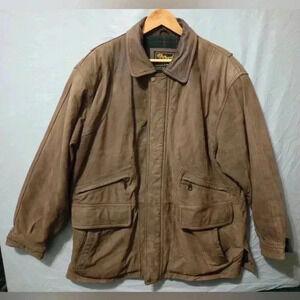 VINTAGE Reed Sportswear Brown Leather Bomber Jacket Coat Mens Size R44 Retro